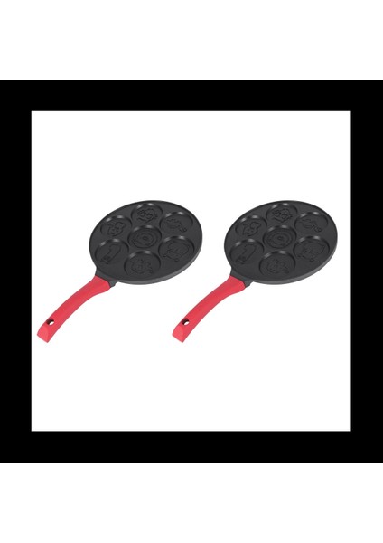 2x Gözleme Makinesi-Yapışmaz Gözleme Pan Griddle Grill Pan Mini Krep Maker 7 Kol Silikon Sap Siyah Hayvan (Yurt Dışından)