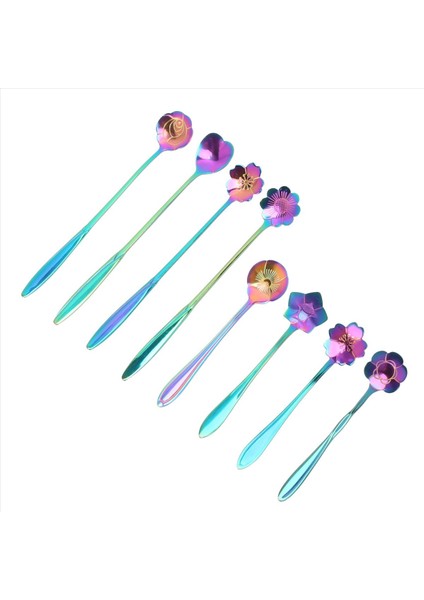 24PCS Çiçek Kaşığı Seti 2 Farklı Boyutlu Renkli Paslanmaz Çelik Çay Kaşığı Gökkuşağı Kahve Karıştırma Kaşığı (Yurt Dışından) fırsatları