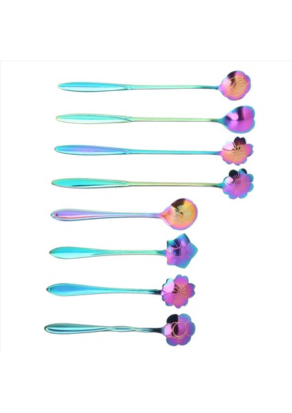 24PCS Çiçek Kaşığı Seti 2 Farklı Boyutlu Renkli Paslanmaz Çelik Çay Kaşığı Gökkuşağı Kahve Karıştırma Kaşığı (Yurt Dışından) indirimleri
