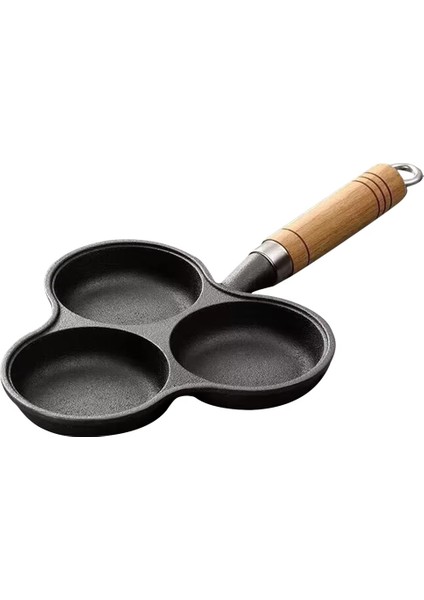 3 Delikli Dökme Demir Omlet Tava Yapışmaz Kahvaltı Yumurta Tava Kahvaltı Izgara Pişirme Potu Yumurta Tava Gözleme Tavası (Yurt Dışından)
