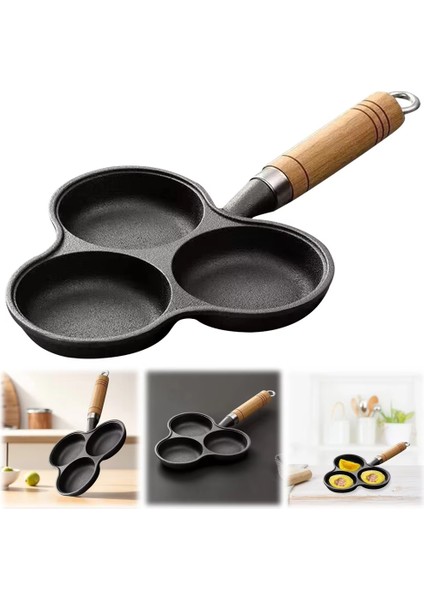 3 Delikli Dökme Demir Omlet Tava Yapışmaz Kahvaltı Yumurta Tava Kahvaltı Izgara Pişirme Potu Yumurta Tava Gözleme Tavası (Yurt Dışından) indirimleri