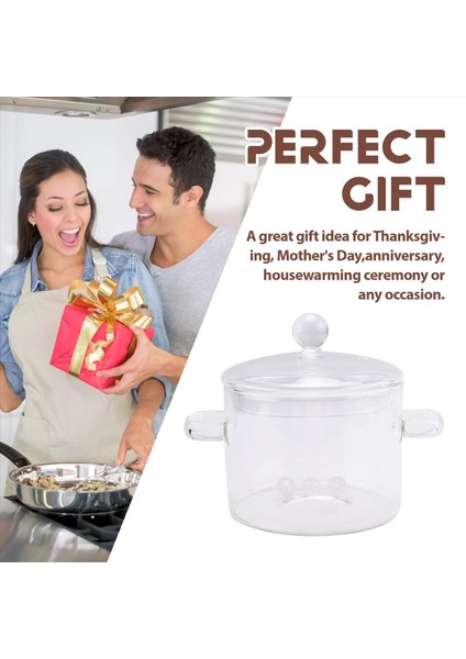 Kapaklı Cam Tencere Ocak Kapak ve Saplı Pişirme Tenceresi Pişirme Kabı Berrak Çorba Tenceresi Yüksek Borosilikat 1400ML (Yurt Dışından) indirimleri