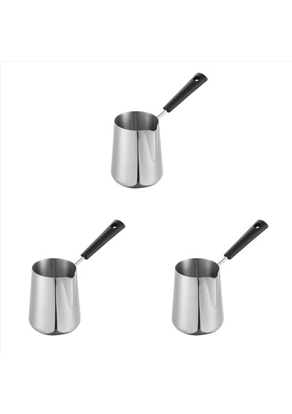 3x 350ML Süt Tereyağı Isıtıcı Tencere Türk Kahve Potu Paslanmaz Çelik Ocaklı Eritme Potu Çay Için Spout Isıtma (Yurt Dışından)