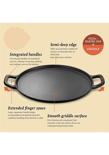 Dökme Demir Pizza Pan Steel Pizza Ocak Gaz Için Fırın Veya Griddle Için Derin Taş Kulplu Dökme Kavrama 33X33CM (Yurt Dışından) fırsatları