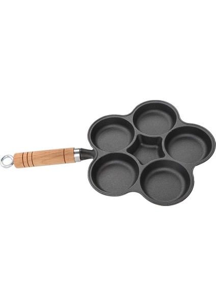 Dökme Demir Tavası Kaplanmamış Kahvaltı Tavası Yapışmaz Omlet Tavası Beş Delikli Hamburger Kalıbı Yumurta Hamur Tatlısı Tava Tavası (Yurt Dışından)