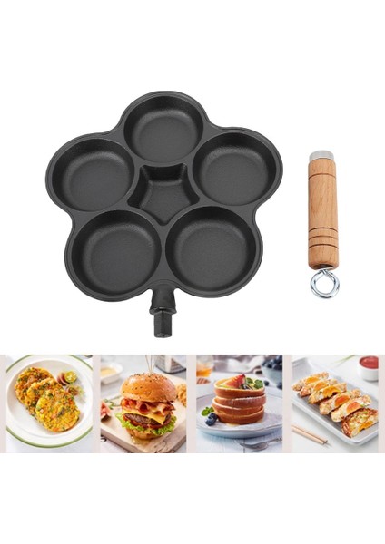 Dökme Demir Tavası Kaplanmamış Kahvaltı Tavası Yapışmaz Omlet Tavası Beş Delikli Hamburger Kalıbı Yumurta Hamur Tatlısı Tava Tavası (Yurt Dışından) indirimleri