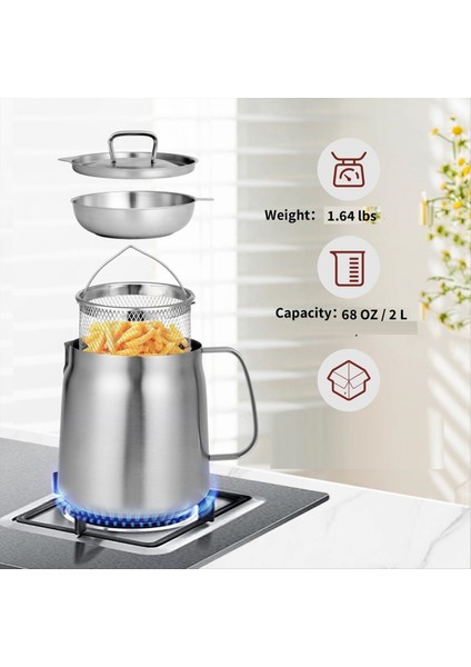 Paslanmaz Çelik Kızartma Mutfak Tenceresi 2l Mutfak Fritöz Tava Büyük Kapasiteli Çok Fonksiyonlu Yağ Filtre Tankı Derin Kızartma Tenceresi (Yurt Dışından) modelleri