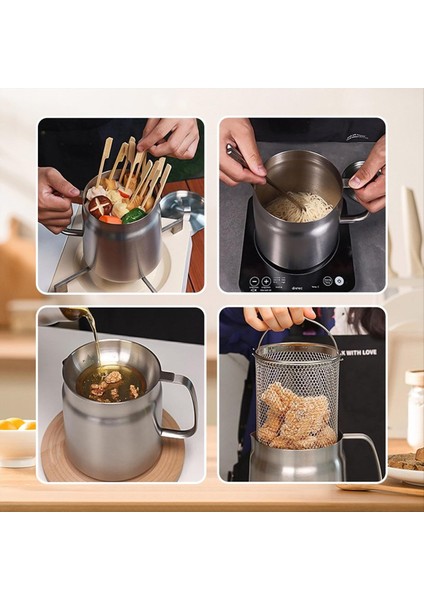 Paslanmaz Çelik Kızartma Mutfak Tenceresi 2l Mutfak Fritöz Tava Büyük Kapasiteli Çok Fonksiyonlu Yağ Filtre Tankı Derin Kızartma Tenceresi (Yurt Dışından) fırsatları