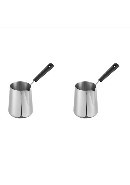 2x 600ML Süt Tereyağı Isıtıcı Tencere Türk Kahve Potu Paslanmaz Çelik Ocak Eritme Tenceresi Çay Için Spout Isıtma (Yurt Dışından)