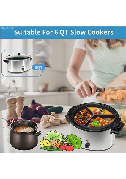 Yavaş Ocak Astarları 3&#39 Ü 1 Arada Silikon Yavaş Ocak Bölücü Fit 6qt Oval ve Yuvarlak Tencere Bölücü (Gri) (Yurt Dışından) modelleri