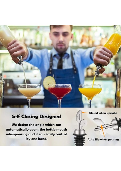 4 Adet Paslanmaz Çelik Şişe Dökücüler Kendini Kapatan Zeytinyağı Dağıtıcı Spout Otomatik Flip Özellik Likör Dökme Tabakaları Gümüş (Yurt Dışından) modelleri