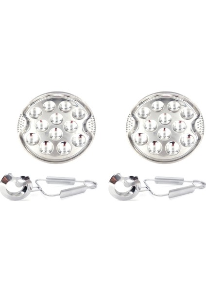2 Set Paslanmaz Çelik Salyangoz Escargot Tabağı 12 Bölmeli Izgara Salyangoz Aracı 12 Izgara Kabuklu Tepsi (Yurt Dışından)
