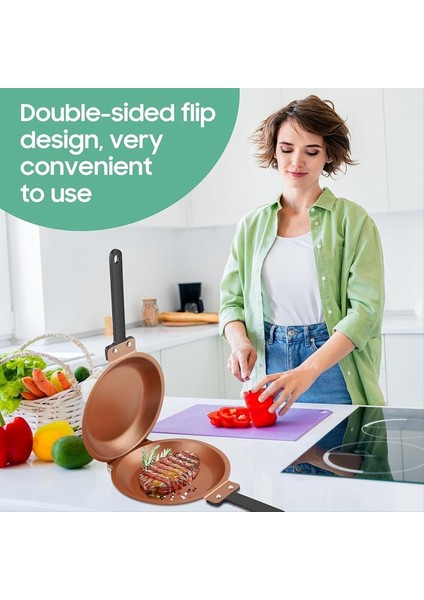 Kek Pan Meksika Katlanır Tavan Yapışmaz Kızartma Tavası Çift Taraflı Kahvaltı Katlama Tavan Altın (Yurt Dışından) fiyatları