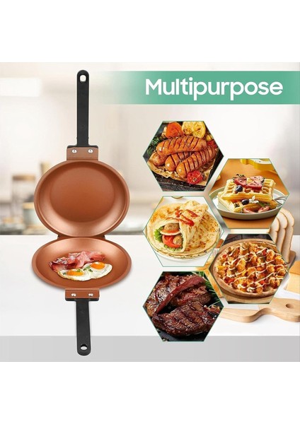 Kek Pan Meksika Katlanır Tavan Yapışmaz Kızartma Tavası Çift Taraflı Kahvaltı Katlama Tavan Altın (Yurt Dışından) indirimleri