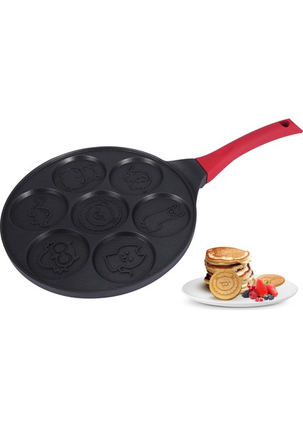 Gözleme Üreticisi-Yapışmaz Krep Tavası Izgara Tava Mini Krep Üreticisi Silikon Saplı 7 Kalıp Krep Siyah Hayvan (Yurt Dışından) modelleri