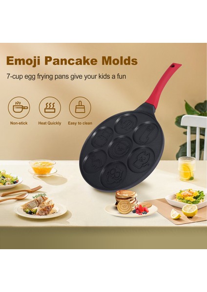 Gözleme Üreticisi-Yapışmaz Krep Tavası Izgara Tava Mini Krep Üreticisi Silikon Saplı 7 Kalıp Krep Siyah Hayvan (Yurt Dışından) fırsatları