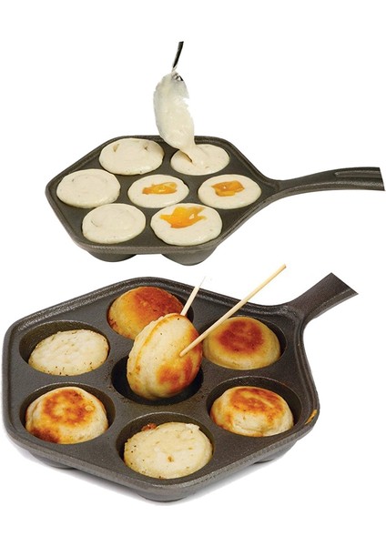 2x Dökme Demir Doldurulmuş Yapışmaz Doldurulma Pan Munk/aebleskiver Çeşitli Küresel Yemekler Için Ev Dökme Demir Griddle (Yurt Dışından) fiyatları