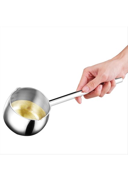 Uzun Saplı Indüksiyonlu Mini Tereyağı Daha Sıcak Süt Isıtıcı Tencere Küçük Tencere SUS316 Tri-Katlı Paslanmaz Çelik (300ML) (Yurt Dışından) fırsatları