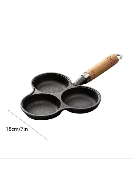 3 Delikli Dökme Demir Omlet Tava Yapışmaz Pişirme Yumurta Tava Kabı Kahvaltı Izgara Pişirme Pot Yumurta Tava Gözleme Tavası (Yurt Dışından)