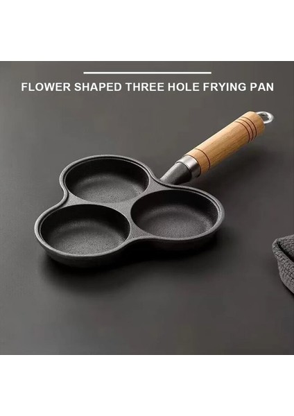 3 Delikli Dökme Demir Omlet Tava Yapışmaz Pişirme Yumurta Tava Kabı Kahvaltı Izgara Pişirme Pot Yumurta Tava Gözleme Tavası (Yurt Dışından) indirimleri