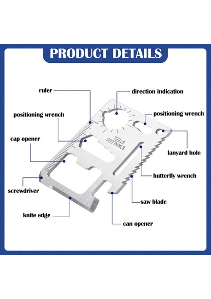 24 Set Paslanmaz Çelik 11 Arada Hayatta Kalma Cep Araçları Çok Alçalı Cüzdan Cüzdan Kart Kartı Çok Amaçlı Ölçekli Çift Cep Aracı (Yurt Dışından) modelleri