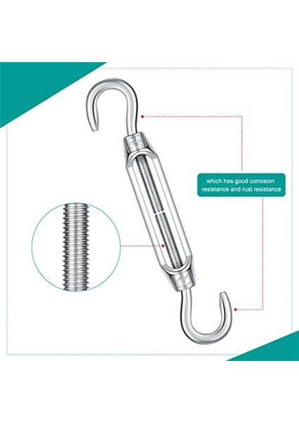 12 Paket M4 Kanca ve Kablo Teli Halat Gerilimi Için Hook Turnaz 304 Paslanmaz Çelik Tel Halat Gerilim (Yurt Dışından) indirimleri