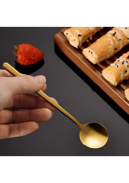 12 Adet Kahve Kaşıkları Set Altın Çay Kaşık Uzun Sapı Karıştırma Kaşık Kahve Yuvarlak Karıştırma Kaşık Bal Tatlı Kaşık (Yurt Dışından) fırsatları