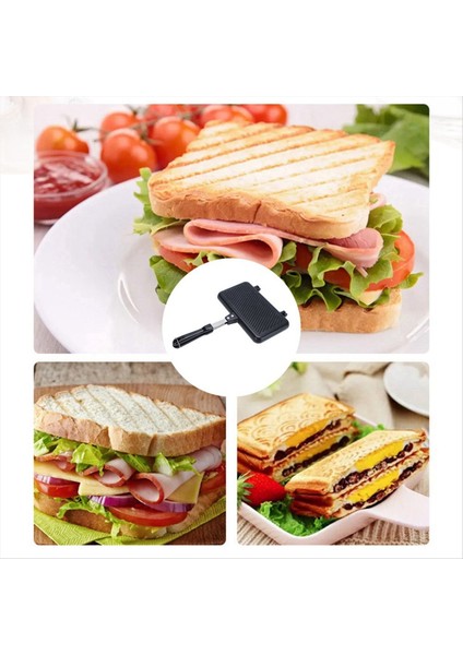 2x Gaz Yapışmaz Sandviç Üreticisi Ekmek Tost Kahvaltı Makinesi Gözleme Pişirme Barbekü Fırın Kalıp Kalıp Izgara Kızartma Tavası (Yurt Dışından) modelleri