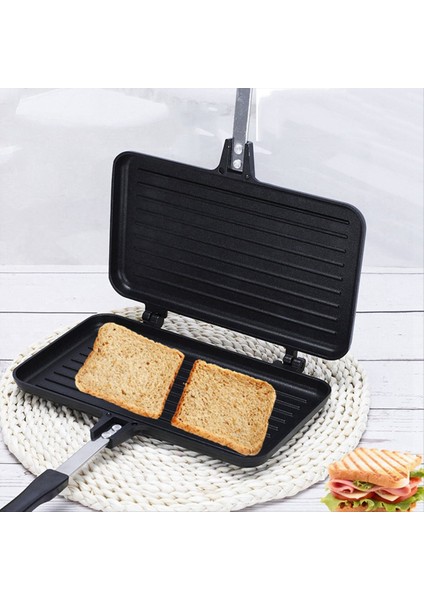2x Gaz Yapışmaz Sandviç Üreticisi Ekmek Tost Kahvaltı Makinesi Gözleme Pişirme Barbekü Fırın Kalıp Kalıp Izgara Kızartma Tavası (Yurt Dışından) fırsatları