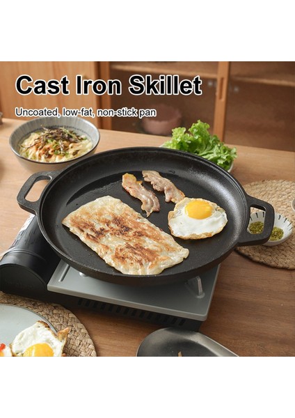 Dökme Demir Barbekü Kamp Kızartma Tavası Çift Sap Yapışmaz Gözleme Pizza Tavası Biftek Domuz Tavuk Pişirme Tavası Pişirme Tavası (Yurt Dışından) indirimleri