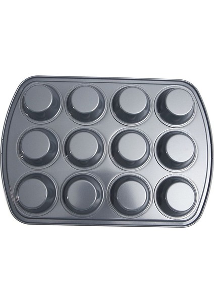 12 Delik Yapışmaz Yuvarlak Cupcake Kalıp Tava Çörek Karbon Çelik Pişirme Tava Puding Fırın Bisküvi Tava Kolay Temiz (Yurt Dışından) fiyatları