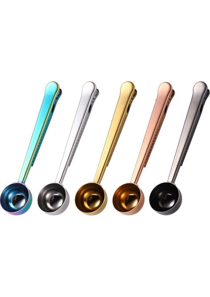 5pcs Kahve Kepçesi Klips Sızdırmazlık Klipsli 2&#39 Si 1 Arada Kahve Ölçüm Kaşık Uzun Saplı Kaşık Torbası Klips (Yurt Dışından)