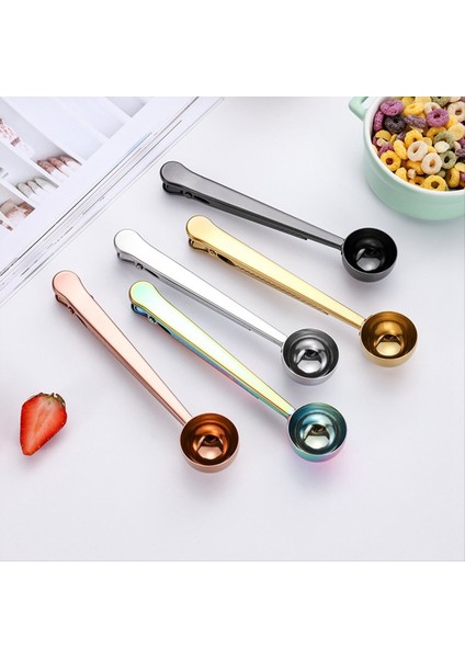5pcs Kahve Kepçesi Klips Sızdırmazlık Klipsli 2&#39 Si 1 Arada Kahve Ölçüm Kaşık Uzun Saplı Kaşık Torbası Klips (Yurt Dışından) fırsatları