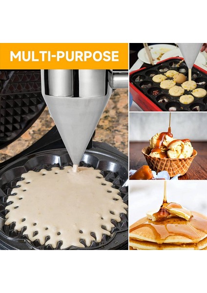 2x Paslanmaz Çelik Gözleme Hamuru Dağıtıcı Kek Krep Standı ile Huni Dağıtıcı Pişmiş Cupcakes Iyi (Yurt Dışından) indirimleri