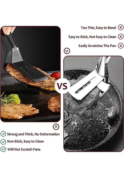 Silikon Mutfak Maşaları Spatula Maşa Barbekü Kelepçesi Için Paslanmaz Çelik Çekirdek ile Set Flipping Balık Kızarmış Biftek Kelepçe Siyah (Yurt Dışından) indirimleri