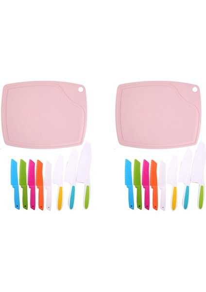 18 Adet Çocuk Yemek Seti Plastik Çocukların Güvenli Pişirme Şefi Bıçak ve Kesme Tahtası Çocuklar Meyve Salata Bıçakları (Yurt Dışından)