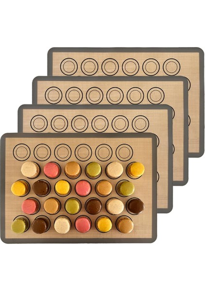 Macaron Pişirme Paspasları 4 Mükemmel Macarons &amp Cook Için Paket - Silikon Makarna Pırır Çakıçısı Boyut Kılavuzu Çevreleri (Yurt Dışından)