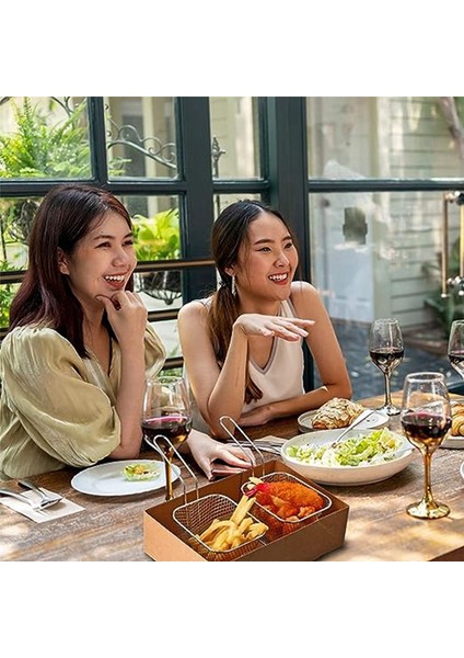 24PCS Mini Kare Fry Sepet Paslanmaz Çelik Frand Tutucu Derin Fry Fry Sepet Fılar Sepeti Kulplu (Gümüş) (Yurt Dışından) indirimleri