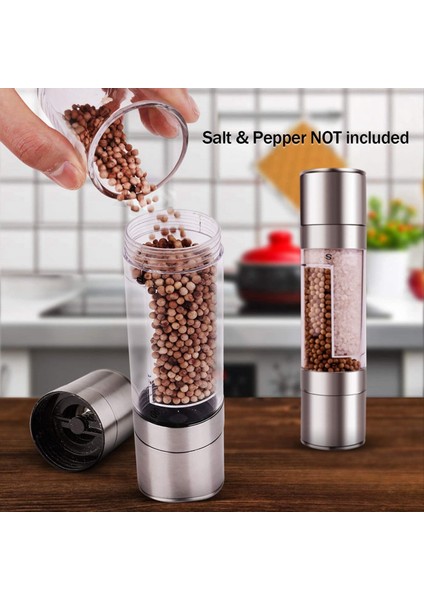 Tuz ve Biber Öğütücü - 2&#39 Den 2 Manuel Paslanmaz Çelik Tuzlu Mill Fabrikası Baharat Öğütücüler Shakers (Yurt Dışından) fırsatları
