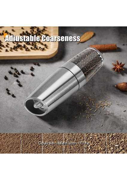 2pcs Tuz ve Karabiber Öğütücü Elektrikli Yerçekimi Öğütücü+Braket Otomatik Değirmen Ayarlanabilir Kaba LED Işığı ile Seti (Yurt Dışından) fırsatları