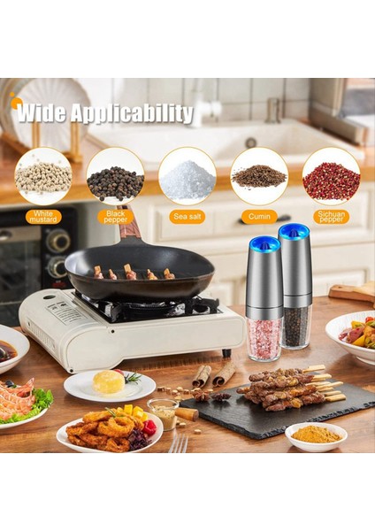 2pcs Tuz ve Karabiber Öğütücü Elektrikli Yerçekimi Öğütücü+Braket Otomatik Değirmen Ayarlanabilir Kaba LED Işığı ile Seti (Yurt Dışından) indirimleri
