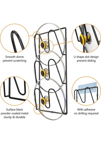 Mutfak Dolabı Için 2 Paket Tencere Kapağı Tutucular-Duvara Monte Veya Kapıya Monte Kapaklı Organizatör Rafı (Yurt Dışından) fırsatları