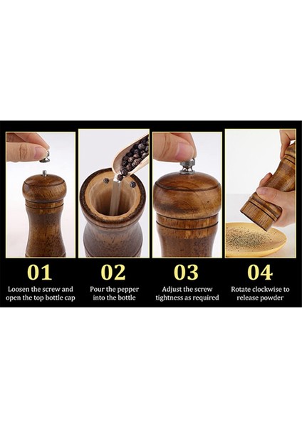 Biber Öğütücü - Biber Değirmeni Biber Öğütücü Deniz Tuzu Öğütücü Ahşap Biber Değirmen Değirmeni Ayarlanabilir 1 Adet S (Yurt Dışından)