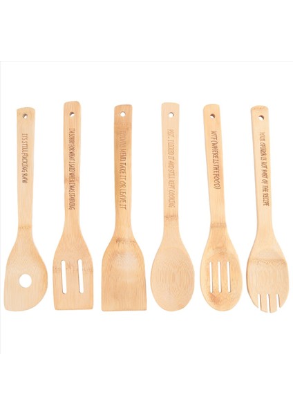 Komik Ahşap Kaşık Seti 6pcs Ahşap Yemek Kaşıkları Komik Sözler ile Oyulmuş Ahşap Kahve Kaşığı C (Yurt Dışından) fiyatları