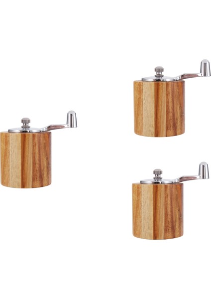 3x Biber Değirmeni Klasik Saplı ve Ayarlanabilir Seramik Rotorlu El Krank Odun Biber Öğütücü (Yurt Dışından)