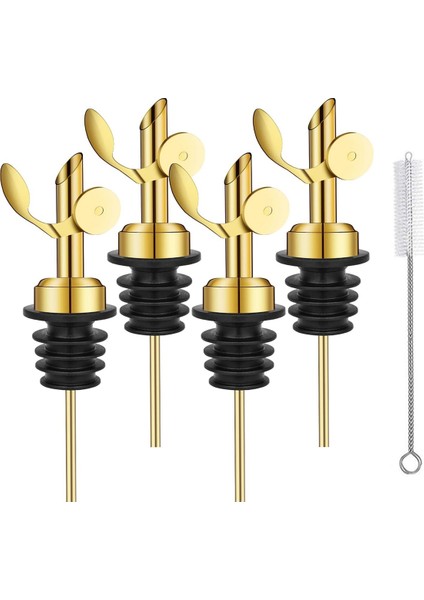 4 Adet Paslanmaz Çelik Şişe Dökücüler Kendini Kapatan Zeytinyağı Dağıtıcı Spout Otomatik Flip Özellik Likör Dökme Tabakaları Altın (Yurt Dışından)