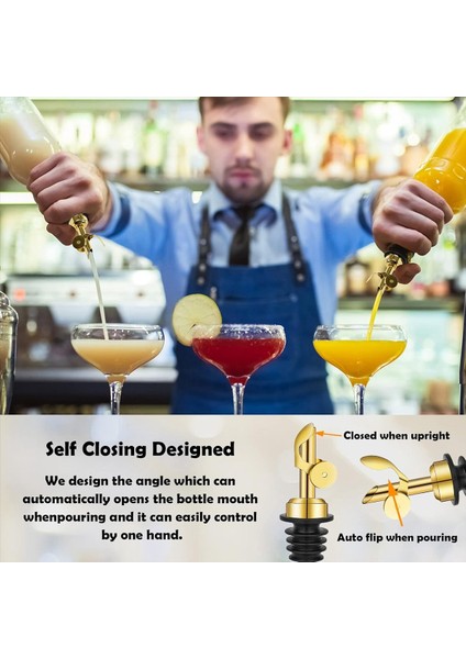 4 Adet Paslanmaz Çelik Şişe Dökücüler Kendini Kapatan Zeytinyağı Dağıtıcı Spout Otomatik Flip Özellik Likör Dökme Tabakaları Altın (Yurt Dışından) fırsatları