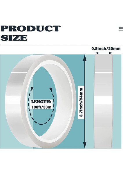 8 Rulo 20MM X33M (108FT) Htv Elektrik Bandı Şeffaf Yüksek Sıcaklık Süblimasyon Isı Dayanıklı (Yurt Dışından) fırsatları