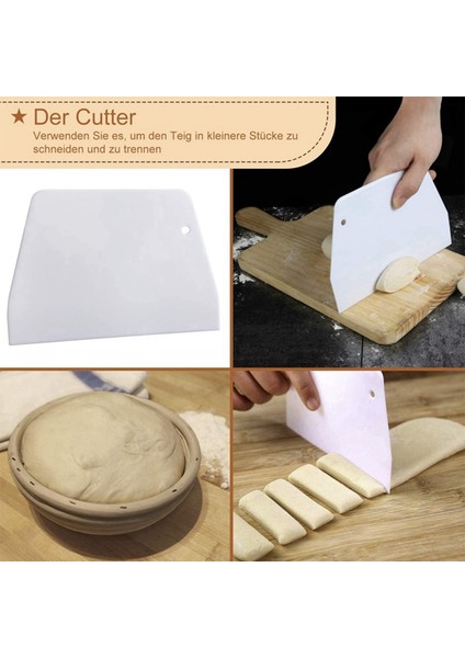 Yuvarlak Set Ekmek ve Ekmek Hamuru Için 4 Maya Sepetleri Keten Ekleri Olan Banneton Prova Sepeti Hamur Kazıyıcı Seti Yuvarlak (Yurt Dışından) fırsatları