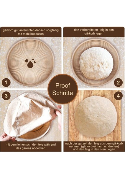 Yuvarlak Set Ekmek ve Ekmek Hamuru Için 4 Maya Sepetleri Keten Ekleri Olan Banneton Prova Sepeti Hamur Kazıyıcı Seti Yuvarlak (Yurt Dışından) indirimleri